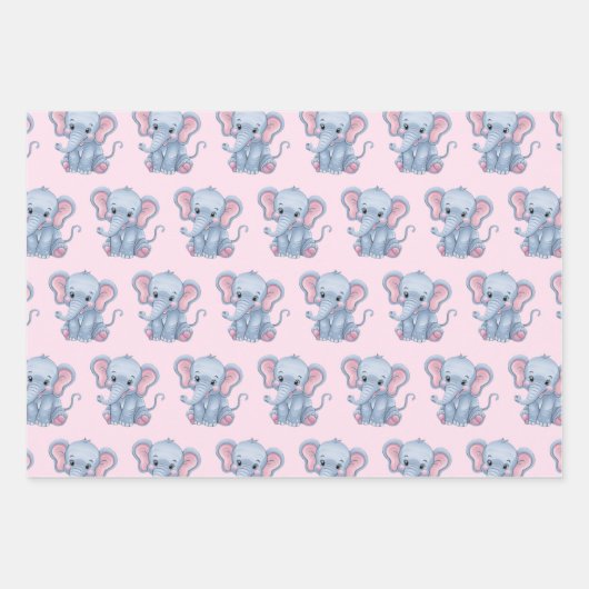 Niedlich Safari Jungle Tiere Elefant Tiger Giraffe Geschenkpapier Set (Vorderseite 3)