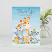 Niedlich Safari Jungle Tiere Wasserfarbe Vielen Da Dankeskarte (Stehend Vorderseite)