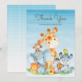 Niedlich Safari Jungle Tiere Wasserfarbe Vielen Da Dankeskarte (Vorne/Hinten)