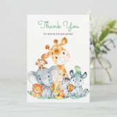 Niedlich Safari Jungle Tiere Wasserfarbe Vielen Da Dankeskarte (Stehend Vorderseite)