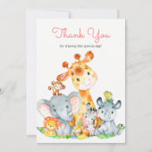Niedlich Safari Jungle Tiere Wasserfarbe Vielen Da Dankeskarte (Vorderseite)
