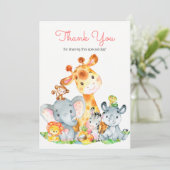 Niedlich Safari Jungle Tiere Wasserfarbe Vielen Da Dankeskarte (Stehend Vorderseite)