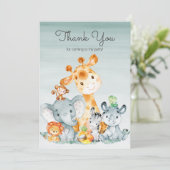 Niedlich Safari Jungle Tiere Wasserfarbe Vielen Da Dankeskarte (Stehend Vorderseite)