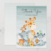 Niedlich Safari Jungle Tiere Wasserfarbe Vielen Da Dankeskarte (Vorne/Hinten)
