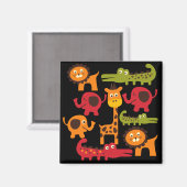 Niedlich Safari Jungle Zoo Tiere drucken Geschenke Magnet (Vorderseite/Rückseite)