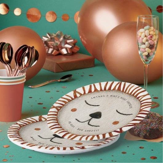 Niedlich Safari Lion Baby Dusche Pappteller (Multi)