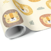 Niedlich Safari Lion Face Pattern Geschenkpapier (Rolleneckpunkt)