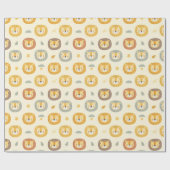 Niedlich Safari Lion Face Pattern Geschenkpapier (Flach)