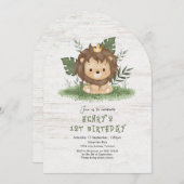 Niedlich Safari Lion Kindergeburtstag Einladung (Vorne/Hinten)