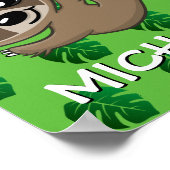 Niedlich Safari Löwe Grüner Cartoon Jungle Name Zo Poster (Ecke)