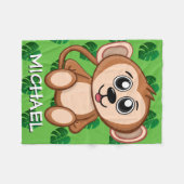 Niedlich Safari Monkey Green Cartoon Dschungel Fleecedecke (Vorderseite (Horizontal))
