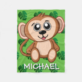 Niedlich Safari Monkey Green Cartoon Dschungel Fleecedecke
