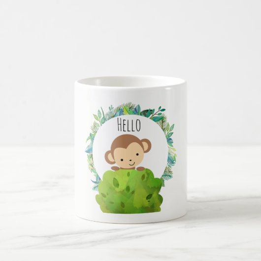 Niedlich Safari Monkey Hallo Kaffeetasse (Mittel)