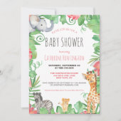 Niedlich Safari Tiertopische Blumenspülung Einladung (Vorderseite)