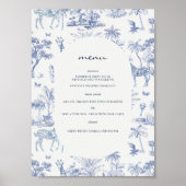 Niedlich Safari Toile de Jouy | Blue Baby Dusche Poster (Vorne)