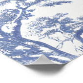 Niedlich Safari Toile de Jouy | Blue Baby Dusche Poster (Ecke)