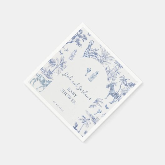 Niedlich Safari Toile de Jouy | Blue Baby Dusche Serviette (Ecke)