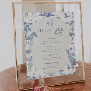 Niedlich Safari Toile de Jouy   Blue Baby Shower D Poster