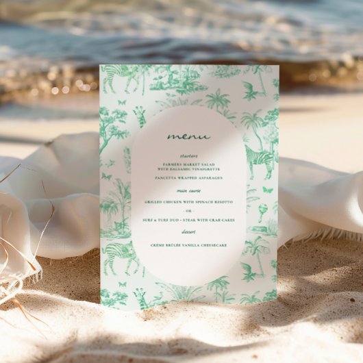 Niedlich Safari Toile de Jouy | Mint Baby Dusche Poster