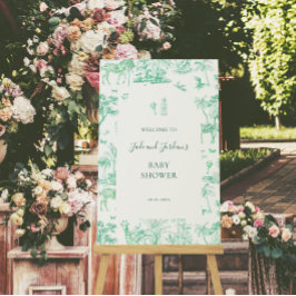 Niedlich Safari Toile de Jouy | Mint Baby Dusche Poster