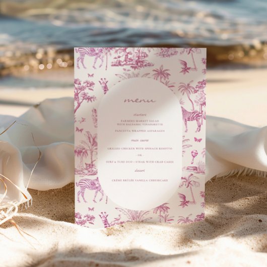 Niedlich Safari Toile de Jouy | Pink Baby Dusche Poster