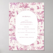 Niedlich Safari Toile de Jouy | Pink Baby Dusche Poster (Vorne)