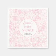 Niedlich Safari Toile de Jouy Pink Baby Duschpapie