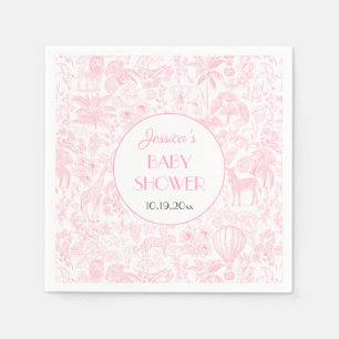 Niedlich Safari Toile de Jouy Pink Baby Duschpapie Serviette