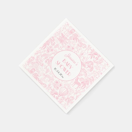 Niedlich Safari Toile de Jouy Pink Baby Duschpapie Serviette (Ecke)