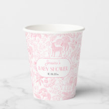Niedlich Safari Toile de Jouy Pink Babydusche