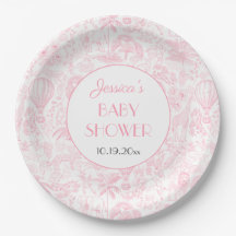Niedlich Safari Toile de Jouy Pink Babydusche
