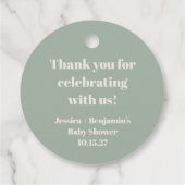 Niedlich Sage Green Baby Dusche Custom Vielen Dank Geschenkanhänger (Rückseite)