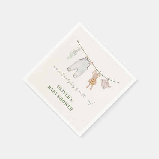 Niedlich Sage Green Boho Boy Kleidung Kinderdusche Serviette (Ecke)