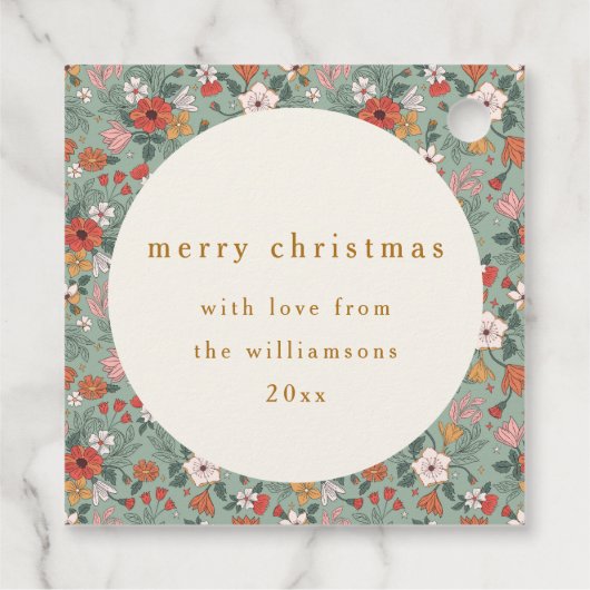 Niedlich Sage Green Botanical Custom Frohe Weihnac Geschenkanhänger (Rückseite)