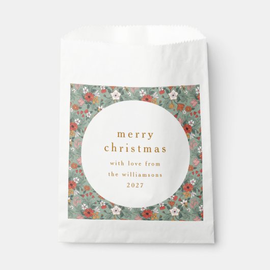Niedlich Sage Green Botanical Custom Frohe Weihnac Geschenktütchen (Vorderseite)