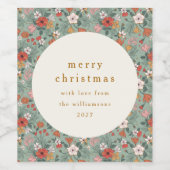 Niedlich Sage Green Botanical Custom Frohe Weihnac Weinetikett (Einzelnes Label)