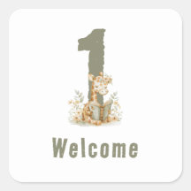 Niedlich Sage Green Giraffe 1. Geburtstag Begrüßun