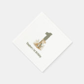 Niedlich Sage Green Giraffe 1. Geburtstag Party Serviette (Ecke)