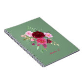 Niedlich Sage Green Girl Floral Notebook Notizblock (Rechte Seite)