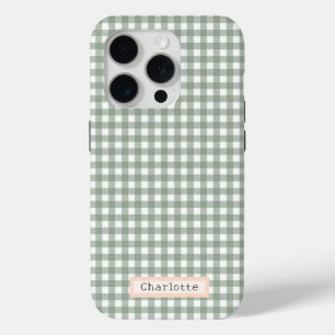 Niedlich Sage Green Kariert Personalisiert Case-Mate iPhone Hülle