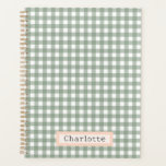 Niedlich Sage Green Kariert Personalisiert Planer<br><div class="desc">Sage Green Kariert Personalisiert</div>