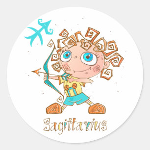 Niedlich Sagittarius Kid Runder Aufkleber