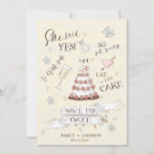 Niedlich sagte sie ja Cartoon Stil Save the Date Einladung (Vorderseite)