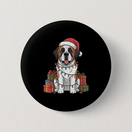 Niedlich Saint Bernard Weihnachtsmannmütze Weihnac Button (Vorderseite)