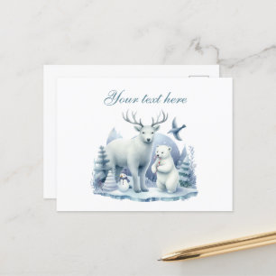 Niedlich saisonale Winter gemischte Tierfreunde ge Postkarte