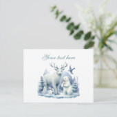 Niedlich saisonale Winter gemischte Tierfreunde ge Postkarte (Stehend Vorderseite)