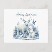 Niedlich saisonale Winter gemischte Tierfreunde ge Postkarte (Vorderseite)