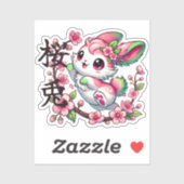 Niedlich Sakura Bunny Custom Cut Vinyl Sticker (Blatt)