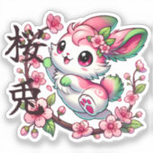 Niedlich Sakura Bunny Custom Cut Vinyl Sticker (Vorderseite)