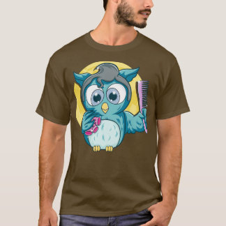 Niedlich Salon Owl Comb Friseur Frisör T-Shirt